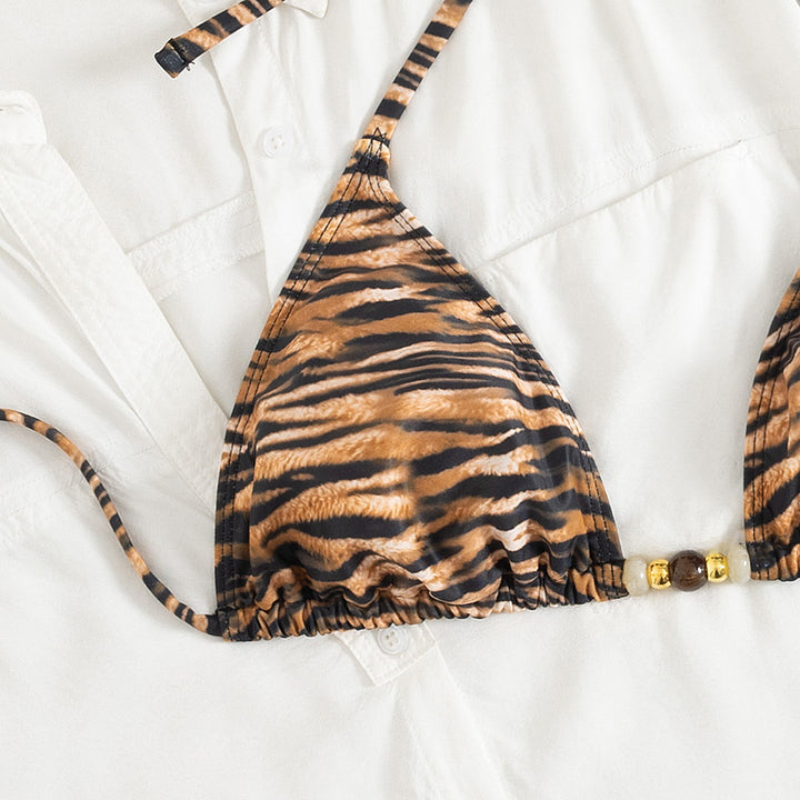 Damen Triangel-Bikini mit raffinierten Tierdruck-Details Drune