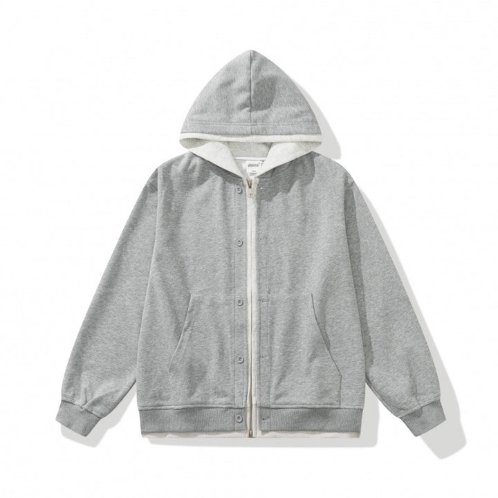Unisex Oversize-Kapuzenjacke mit Doppelverschluss, Fleece-Innenfutter und Kängurutaschen Drune