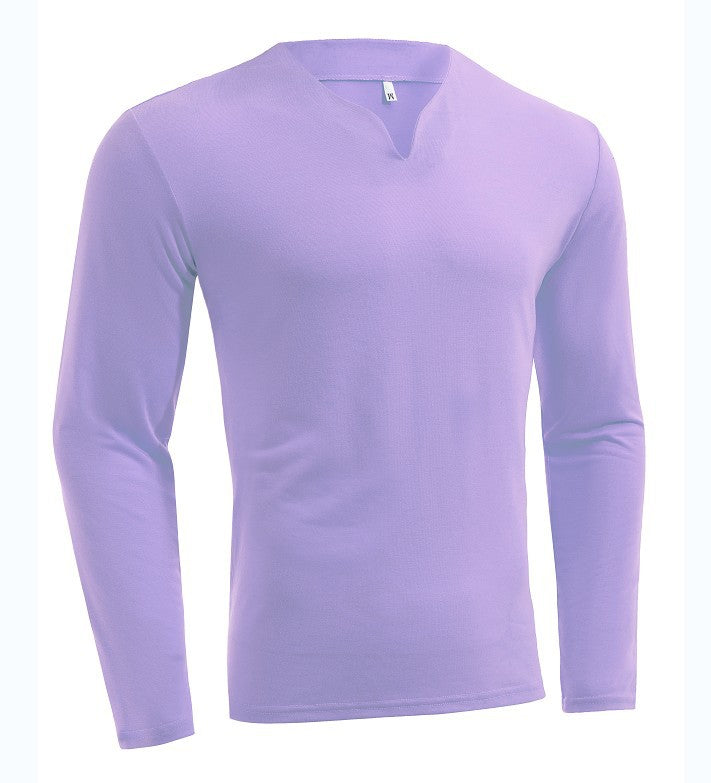 Herren nan Langarmshirt mit V-Ausschnitt Slim Fit Baumwollmix und elastischem Komfortbund Drune