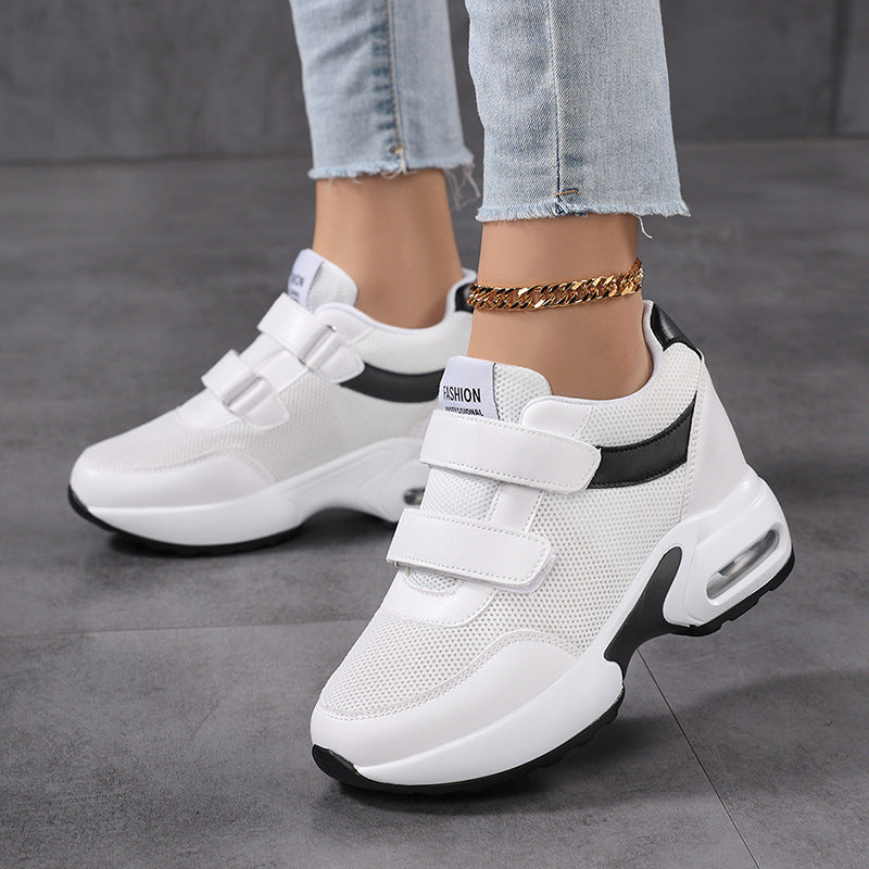 Damen nan sportliche Plateausneaker mit Klettverschluss und sichtbarer Luftpolstersohle aus atmungsaktivem Mesh Drune
