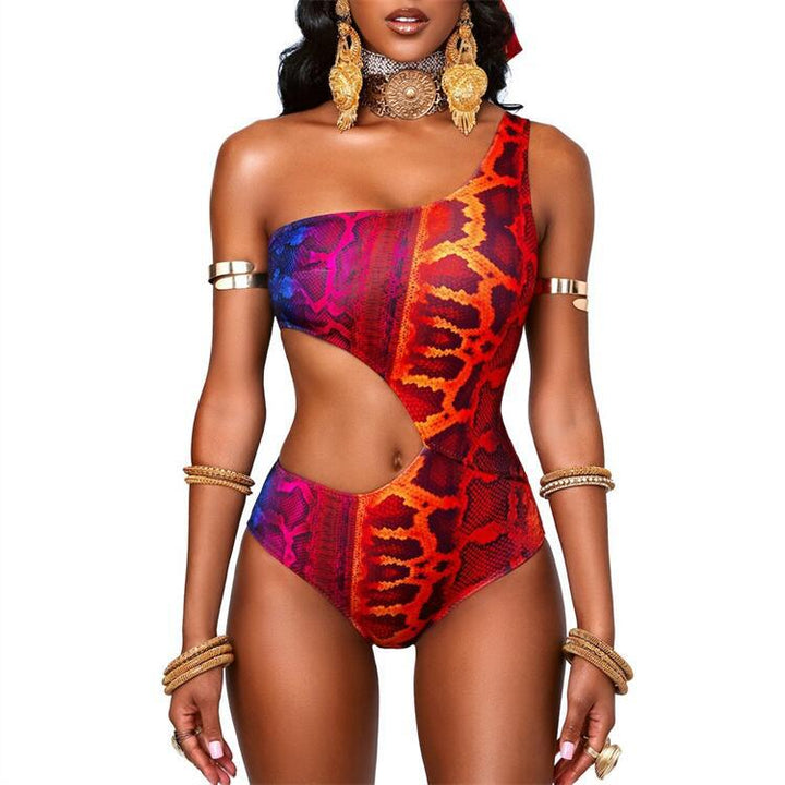 Damen asymmetrischer Cut-Out Badeanzug Drune