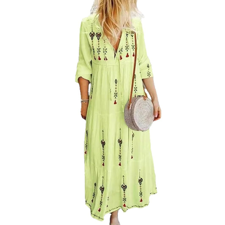 Damen Boho-Kleid mit kunstvoller bestickter Applikation und lässigem Schnitt Drune