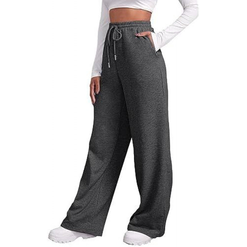 Damen nan fließende High-Waist Palazzo-Loungehose aus leichtem Jersey mit Elastikbund und praktischen Eingrifftaschen Drune