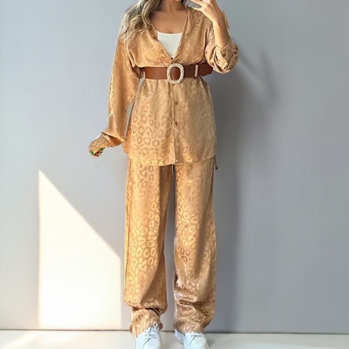Damen Eleganter Hosenanzug mit vorderem Knopfverschluss und weitem Bein Drune