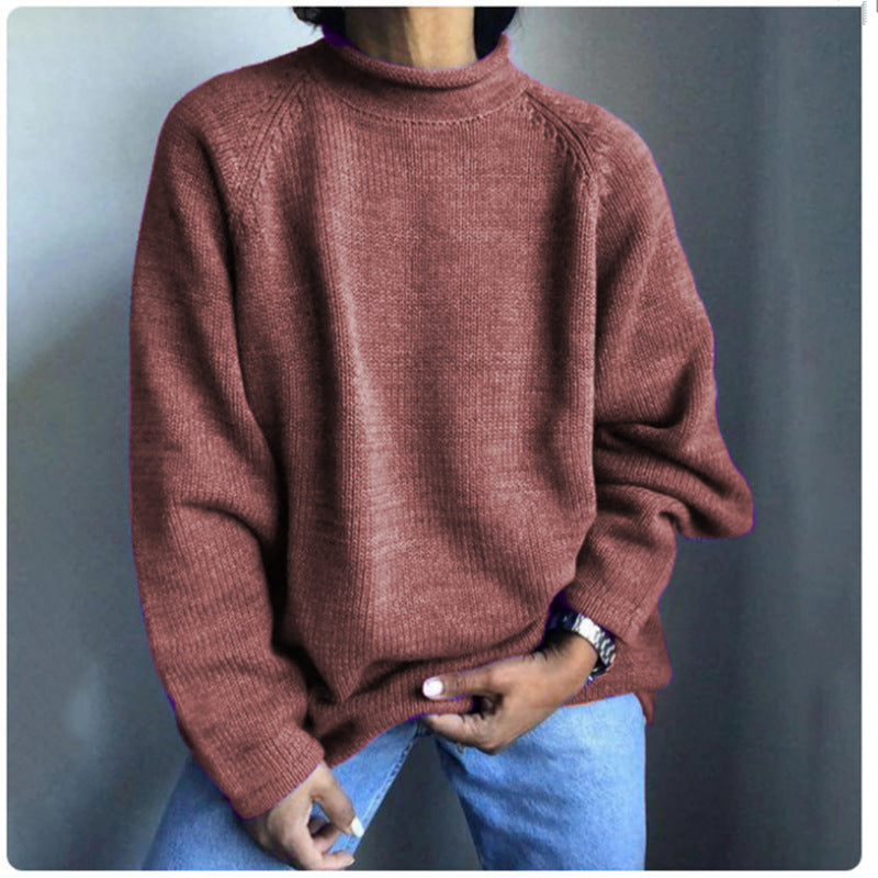 Damen nan kastiger Feinstrickpullover mit kurzem Stehkragen und Raglanärmeln Drune