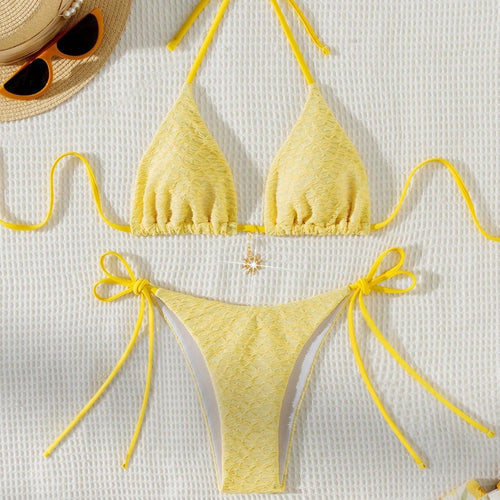 Damen Triangel-Bikini mit zarten Rüschendetails Drune