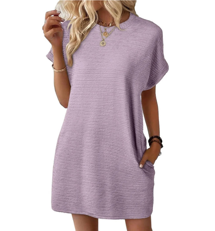 Damen lässiges V-Ausschnitt Kleid mit weitem Schnitt