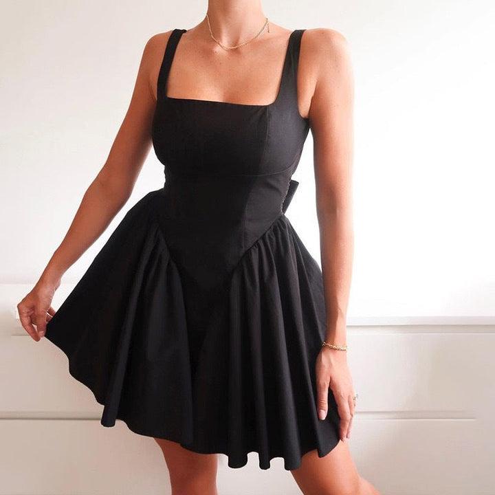 Damen Cocktailkleid mit Quadrat-Ausschnitt und voluminösem Rock Drune