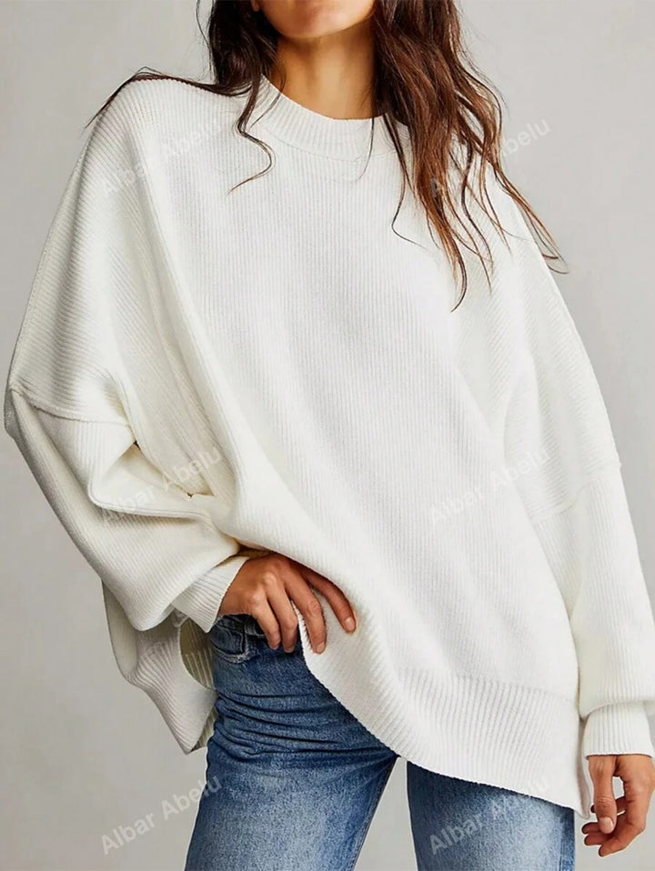 Damen Lässiger Oversized Pullover mit strukturiertem Muster Drune