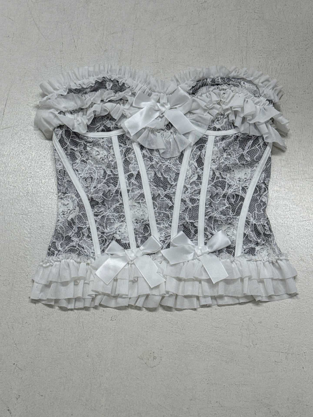 Damen Spitzen-Bustier mit Rüschendetails Drune