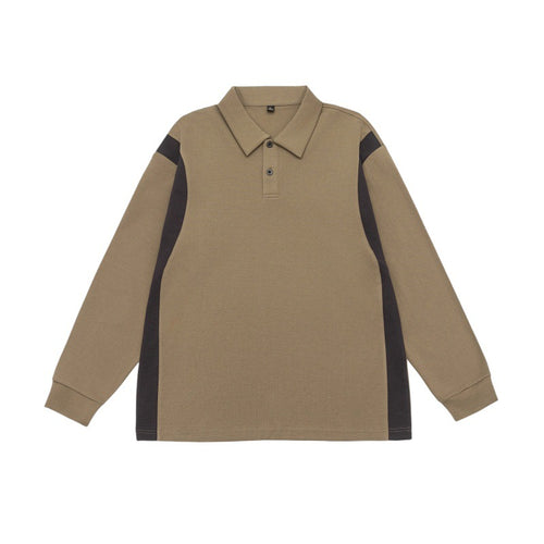 Unisex Langarm-Poloshirt im Oversize-Sweatstyle mit Kontrast-Seiteneinsätzen Drune