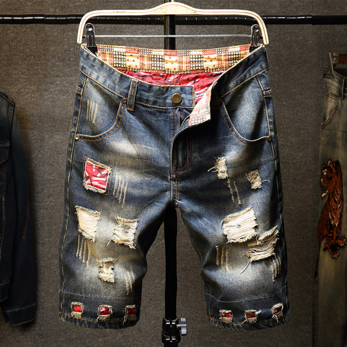 Herren lässige Denim-Shorts im modischen Destroyed-Look Drune