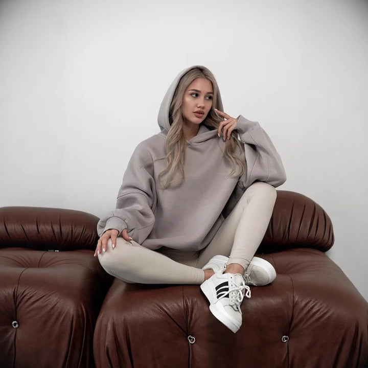 Damen oversized Kapuzenpullover mit extraweiter Passform und tief geschnittener Kapuze Drune
