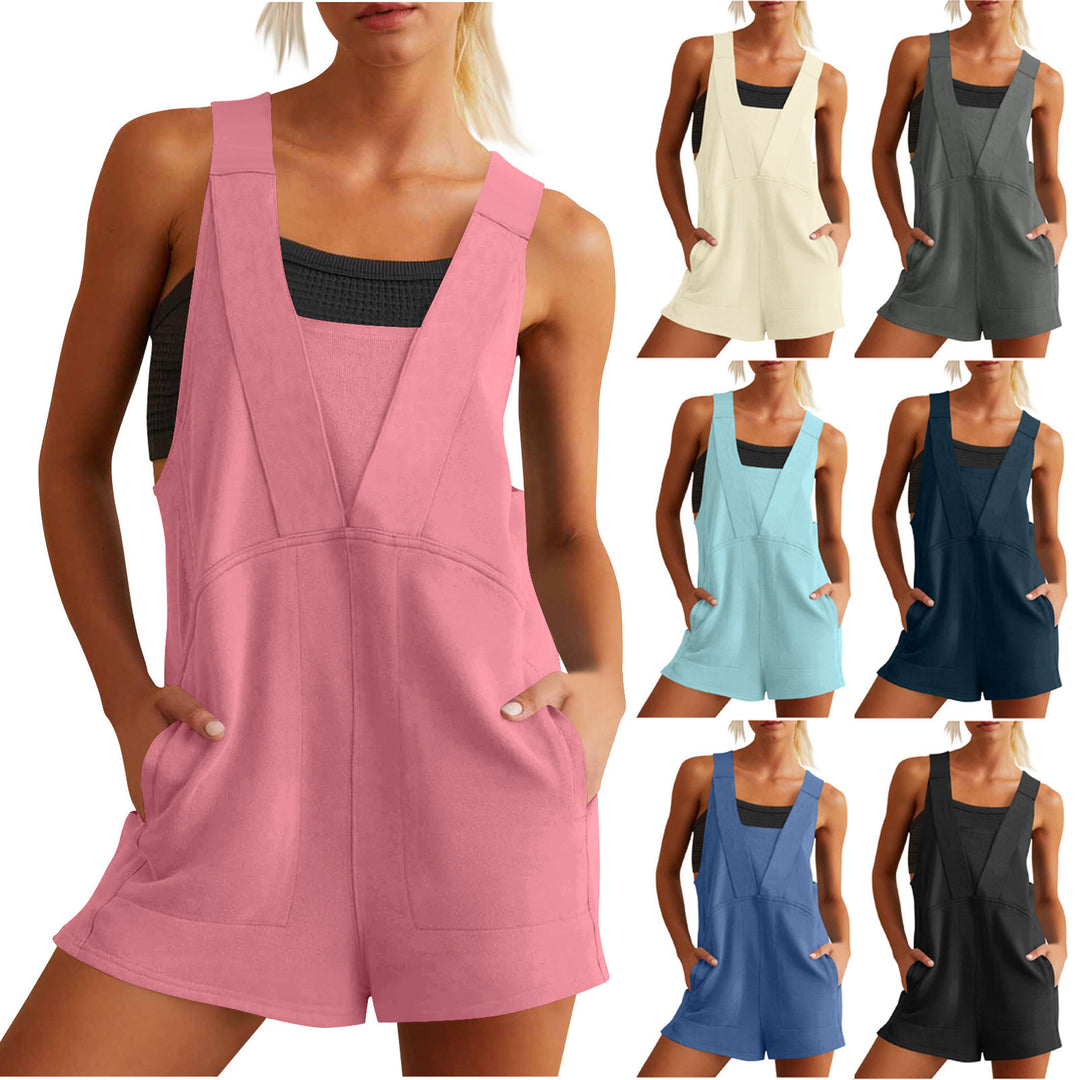 Damen lässiger Overall mit tiefem V-Ausschnitt und praktischen Taschen Drune