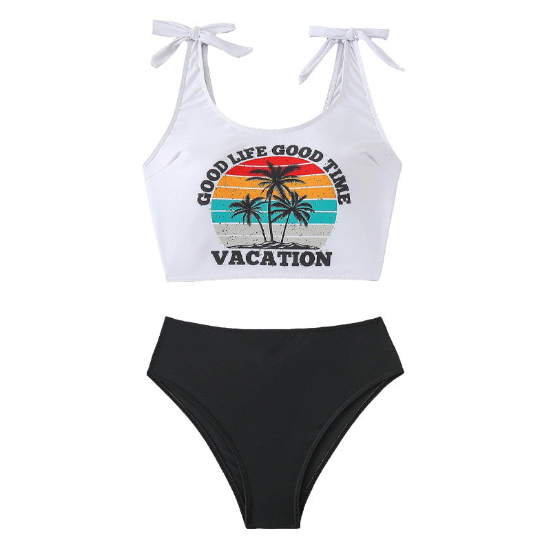 Damen Bauchfreies Bikini-Set mit grafischem Druck Drune