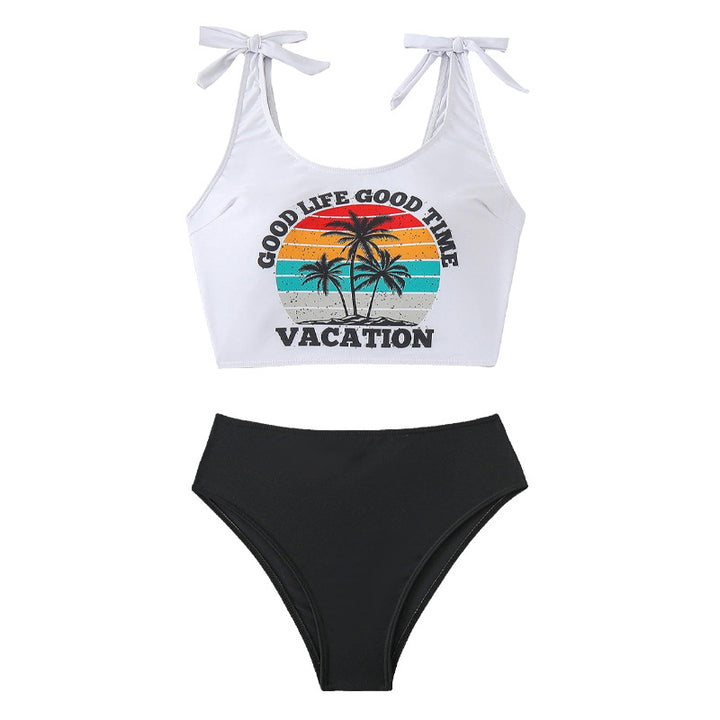 Damen Bauchfreies Bikini-Set mit grafischem Druck Drune