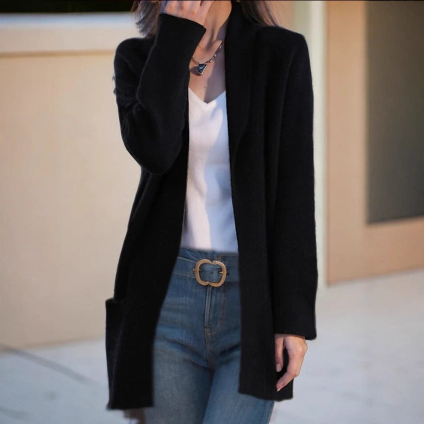 Damen Offener Longcardigan aus Soft‑Strick mit aufgesetzten Taschen Drune
