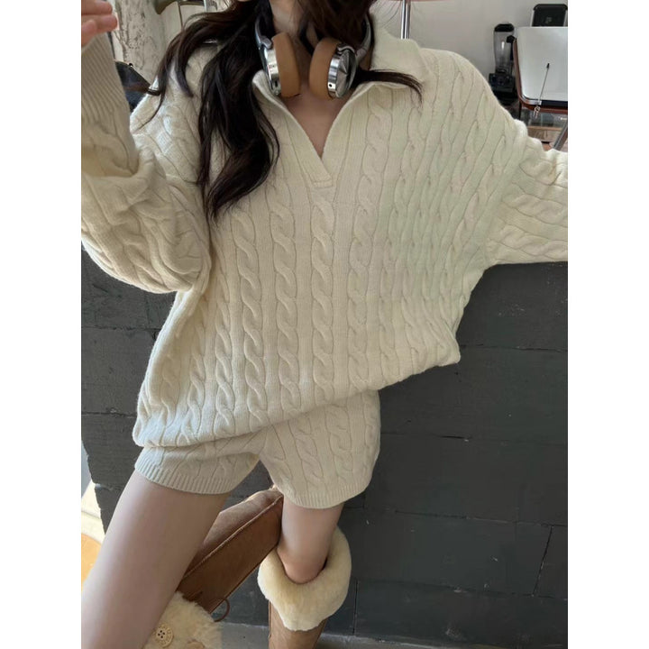 Damen Grobstrickpullover mit Zopfmuster Drune
