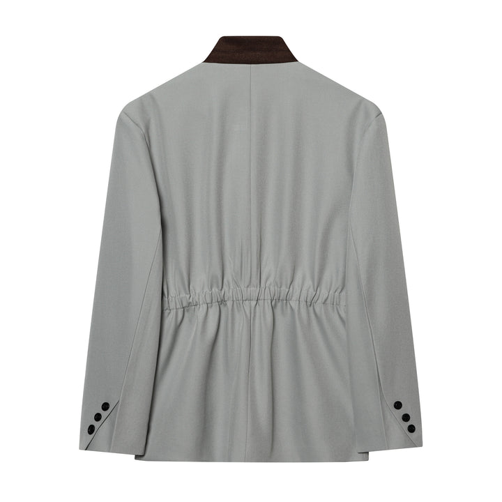 Damen Kurzblazer im minimalistischen Clean‑Look mit Stehkragen und verdeckter Knopfleiste Drune
