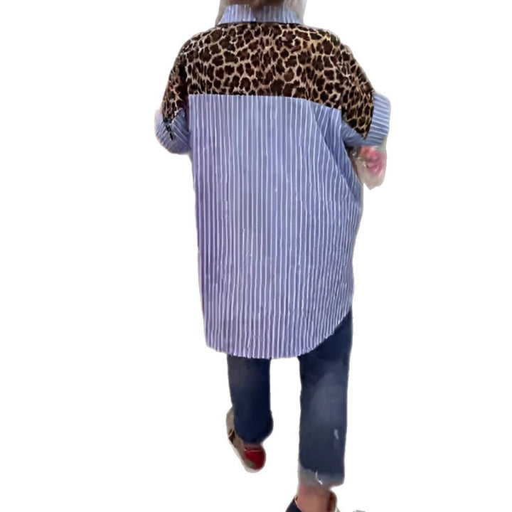Damen nan weit geschnittene Poncho-Tunika mit Leoprint und dekorativen Flamingo-Applikationen Drune