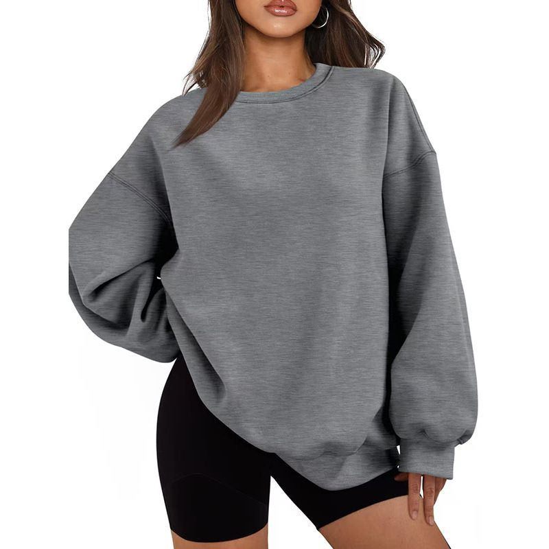Damen Oversized Sweatshirt mit Rundhalsausschnitt, extraweichem French‑Terry und überschnittener Schulter Drune