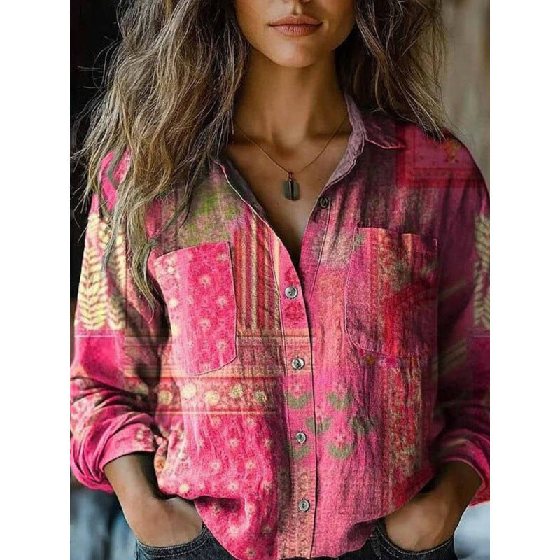 Damen Modische Bluse mit Paisleymuster Drune