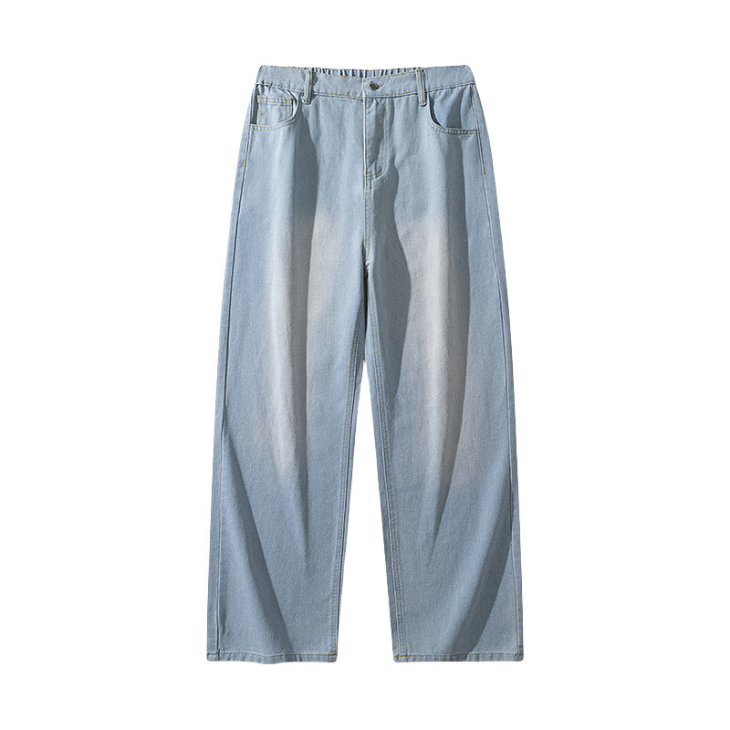Damen High-Waist Jeans mit weitem Bein, geradem Schnitt und elastischem Bund Drune