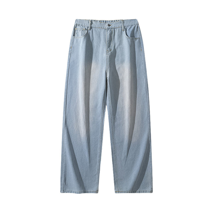 Damen High-Waist Jeans mit weitem Bein, geradem Schnitt und elastischem Bund Drune
