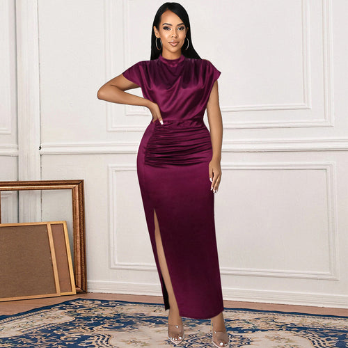 Damen Elegantes Maxikleid mit tiefem Schlitz und raffiniertem Drapierungsdesign Drune