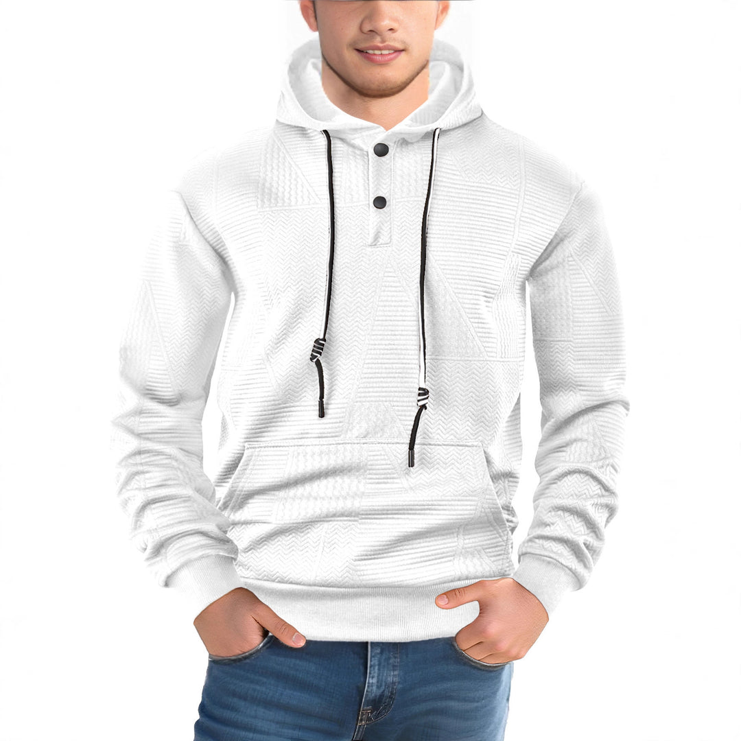 Herren Texturierter Kapuzenpullover mit gesteppter Patchstruktur und Druckknopfleiste Drune