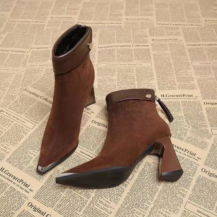 Damen Elegante Blockabsatz-Stiefeletten Drune
