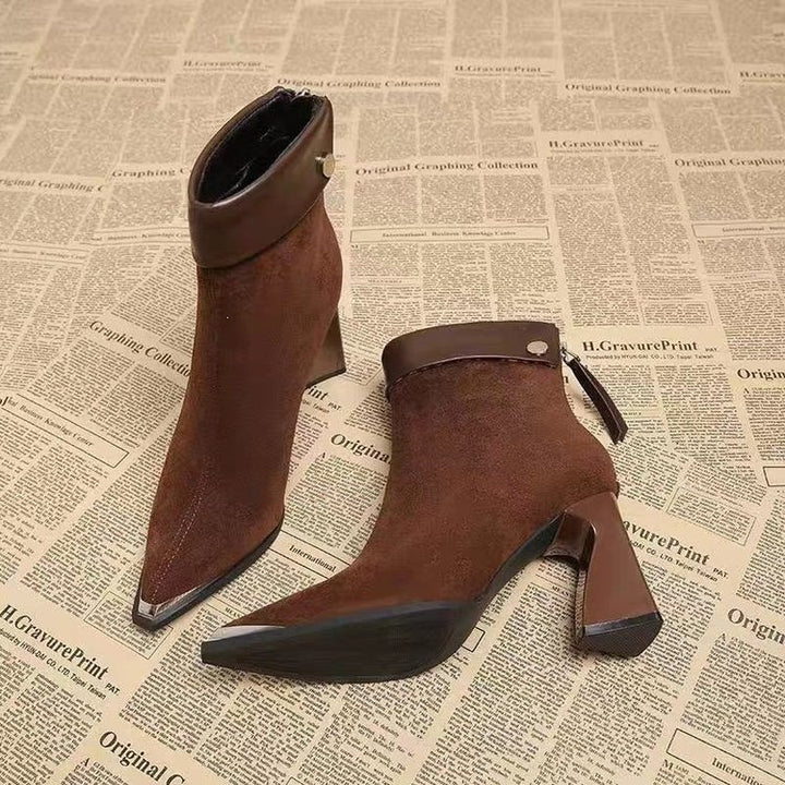 Damen Elegante Blockabsatz-Stiefeletten Drune