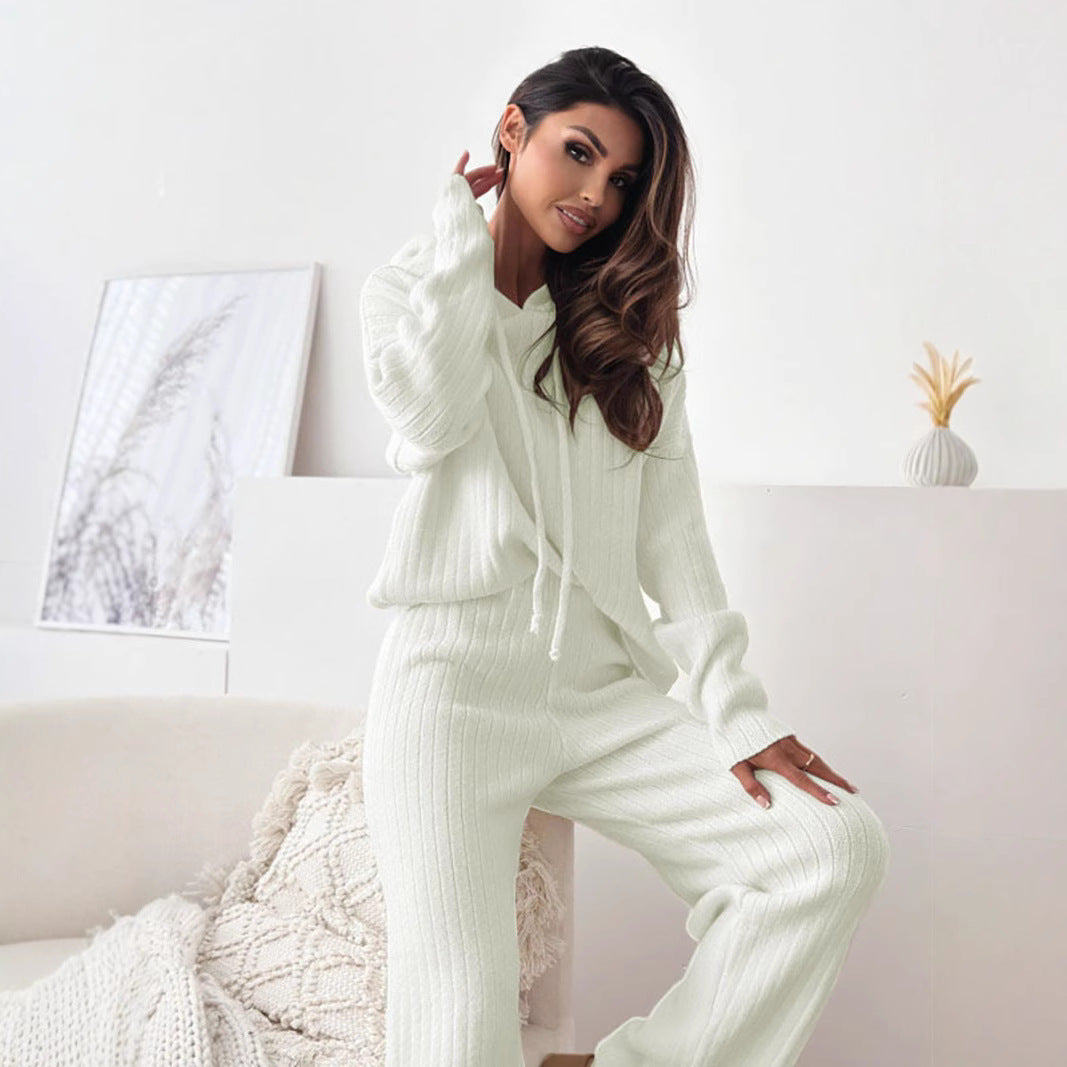 Damen Strickanzug mit Kapuze und weichem Material Drune