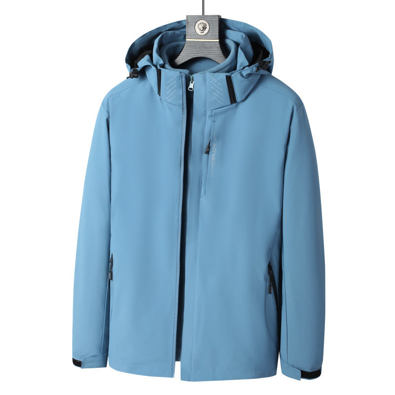 Herren Wind- und wasserabweisende Kapuzenjacke mit ergonomischem Schnitt und verdecktem Reißverschluss Drune