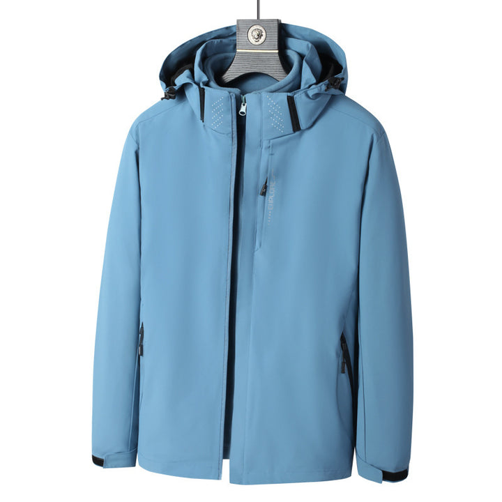 Herren Wind- und wasserabweisende Kapuzenjacke mit ergonomischem Schnitt und verdecktem Reißverschluss Drune
