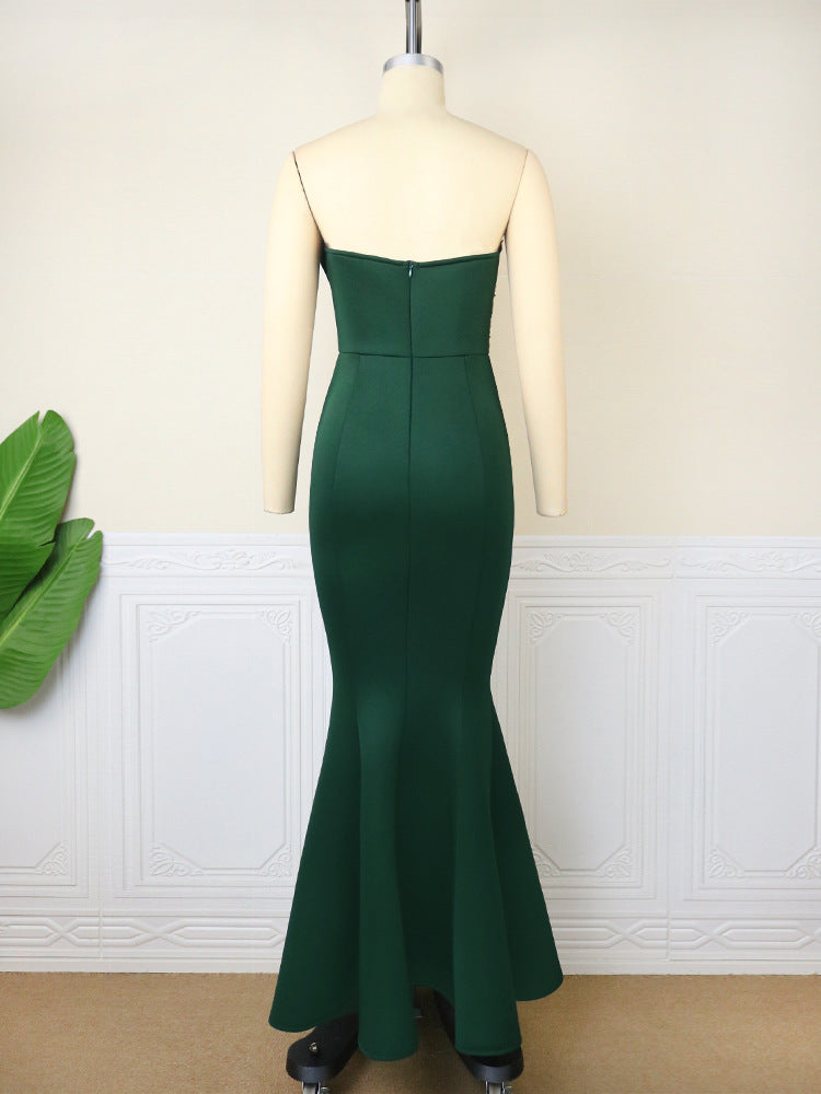 Damen elegantes Abendkleid mit asymmetrischem Design und kunstvoller Stickerei Drune