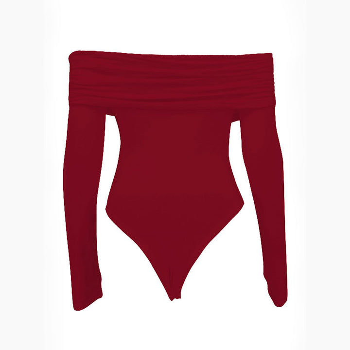 Damen Off-Shoulder Oberteil mit raffiniertem Wickeldesign und langen Ärmeln Drune