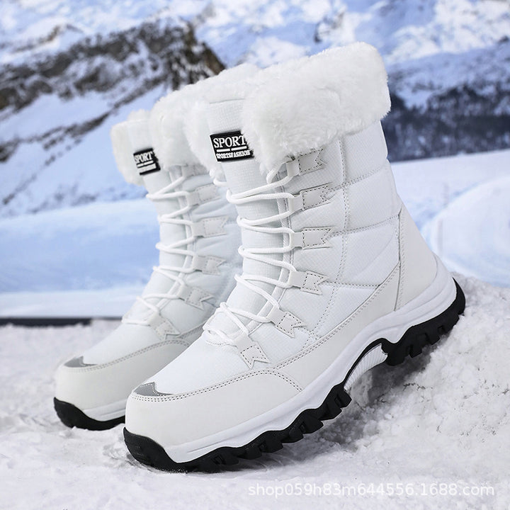 Damen Wasserdichte gefütterte Thermo-Wanderschuhe mit Kunstfellkragen Drune