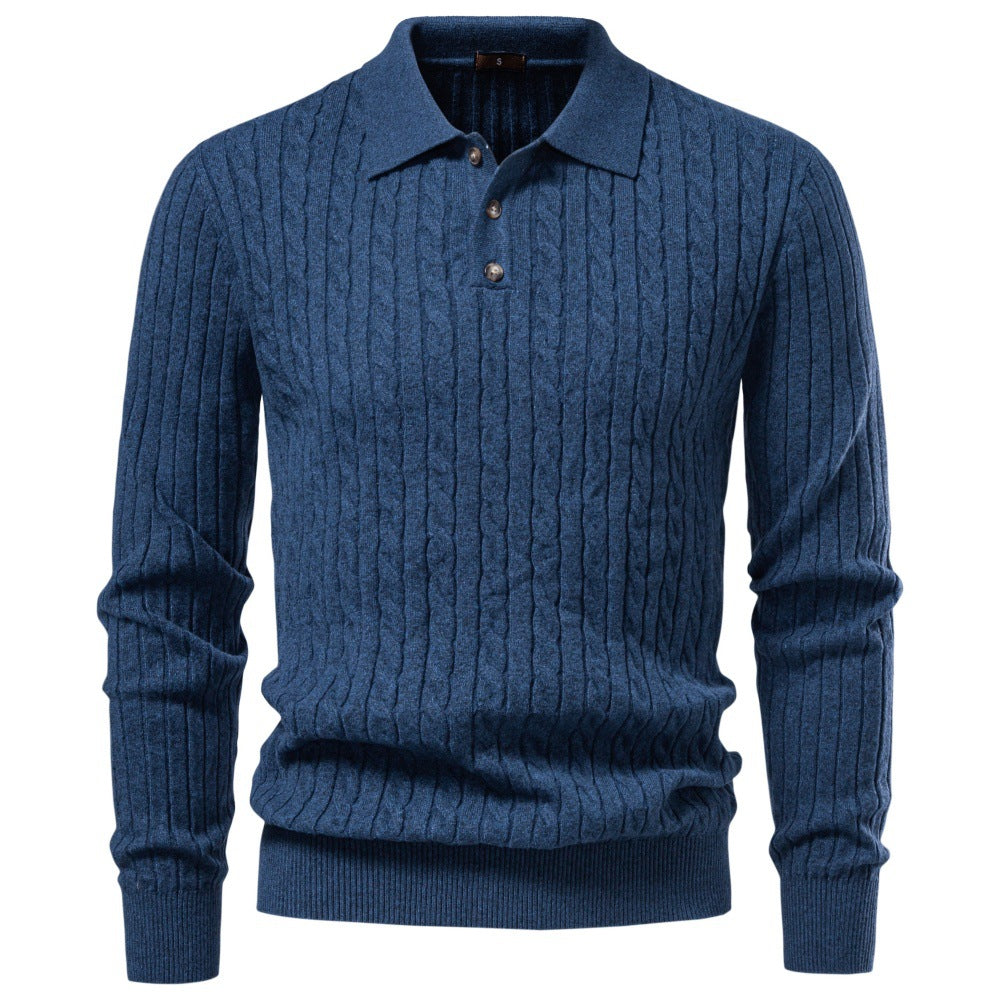 Herren Feinstrick-Polo mit Zopfmuster und Kragen Drune