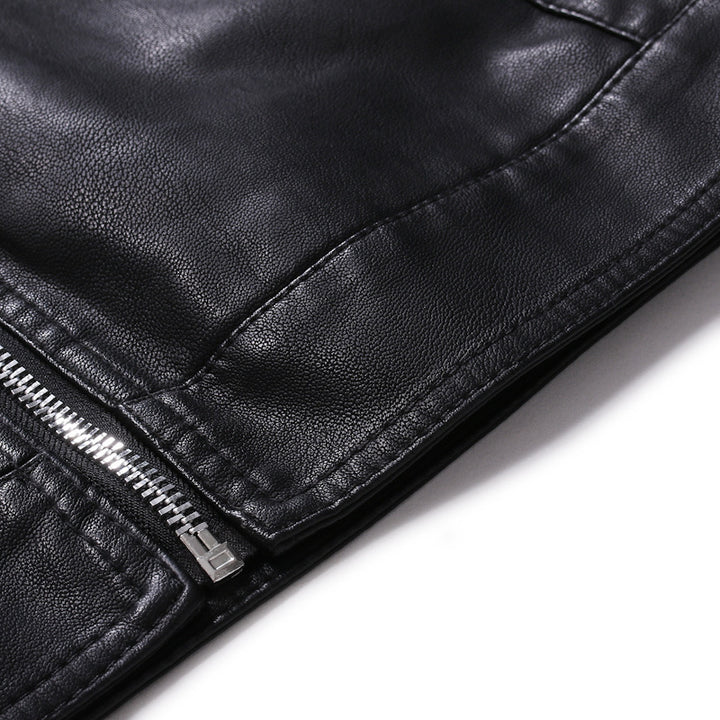 Herren Slim‑Fit Pilotblouson aus weichem Kunstleder mit Druckknopf‑Stehkragen Drune