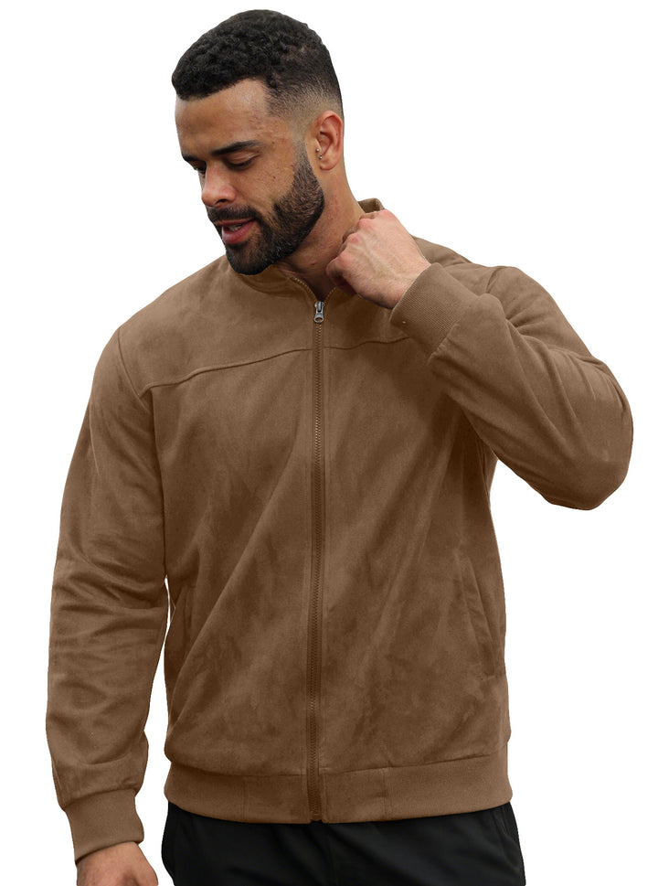 Herren Velours-Trainingsjacke mit Reißverschluss und Stehkragen Drune