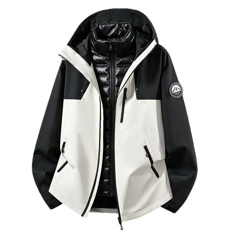 Unisex wetterfeste dreiteilige Softshelljacke mit abnehmbarer Steppinnenjacke und Kapuze Drune