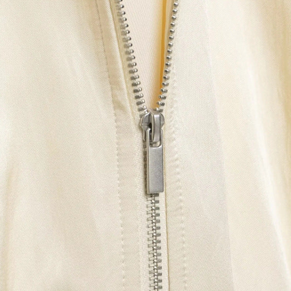 Damen Cropped Blousonjacke aus Satinoptik mit Ballonärmeln und Rippbündchen Drune