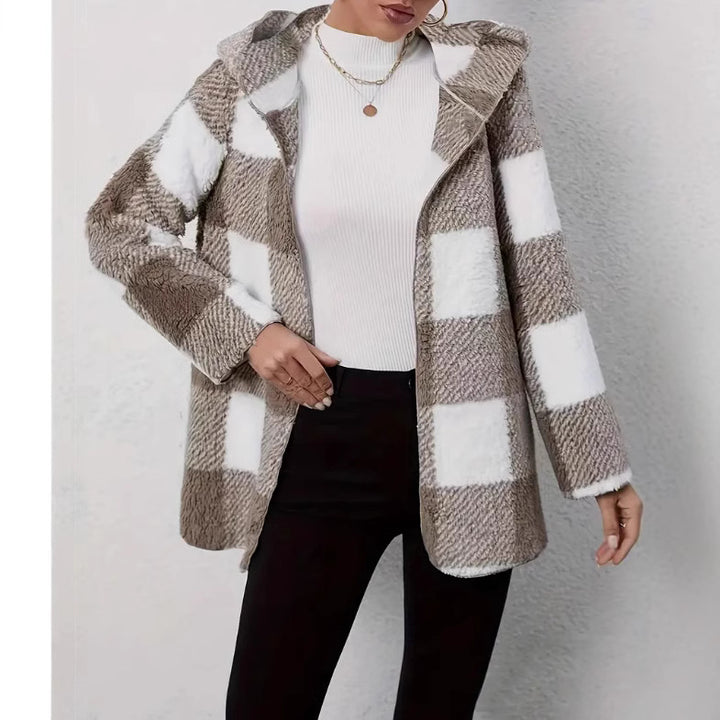 Damen Teddyjacke im modernen Karomuster Drune