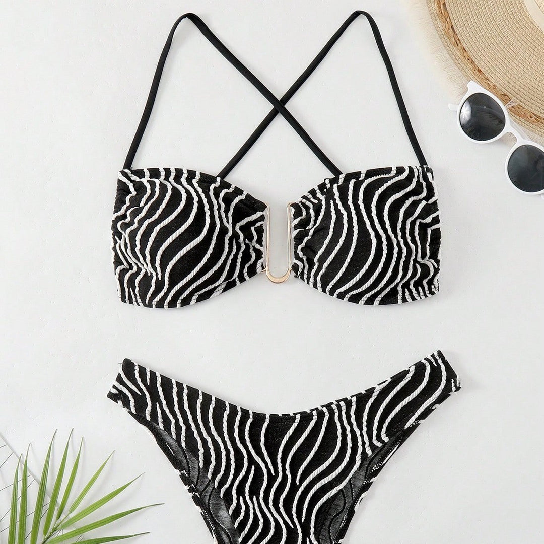 Damen Bikini mit elegantem Schnitt und modernem Muster Drune