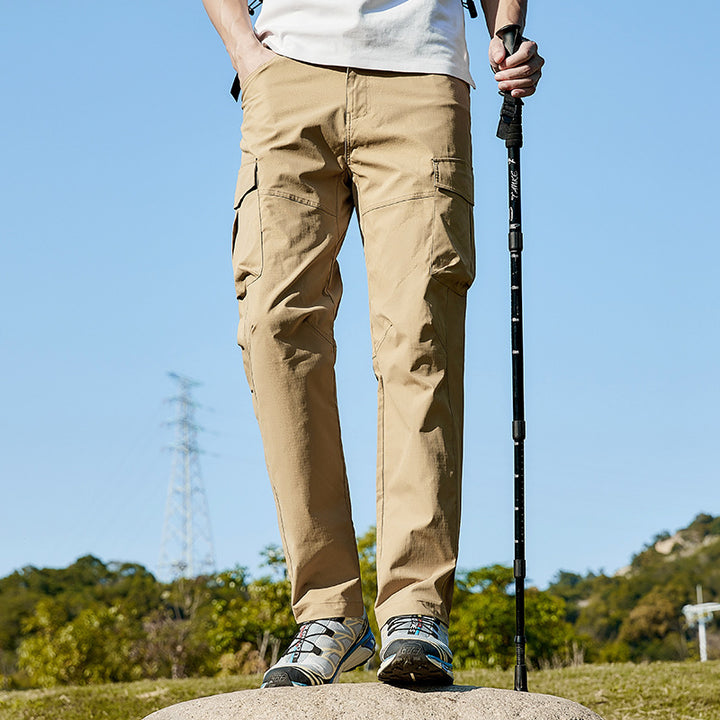 Herren Leichte Trekking-Cargohose mit Stretch-Anteil, vorgeformten Knien und Mehrfachtaschen Drune