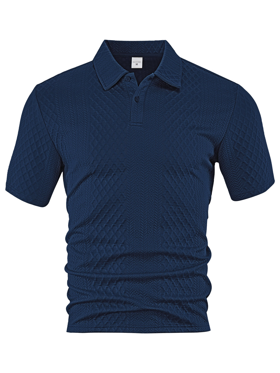 Herren nan texturiertes Jacquard-Poloshirt kurzärmelig schmaler Schnitt mit Polokragen Drune