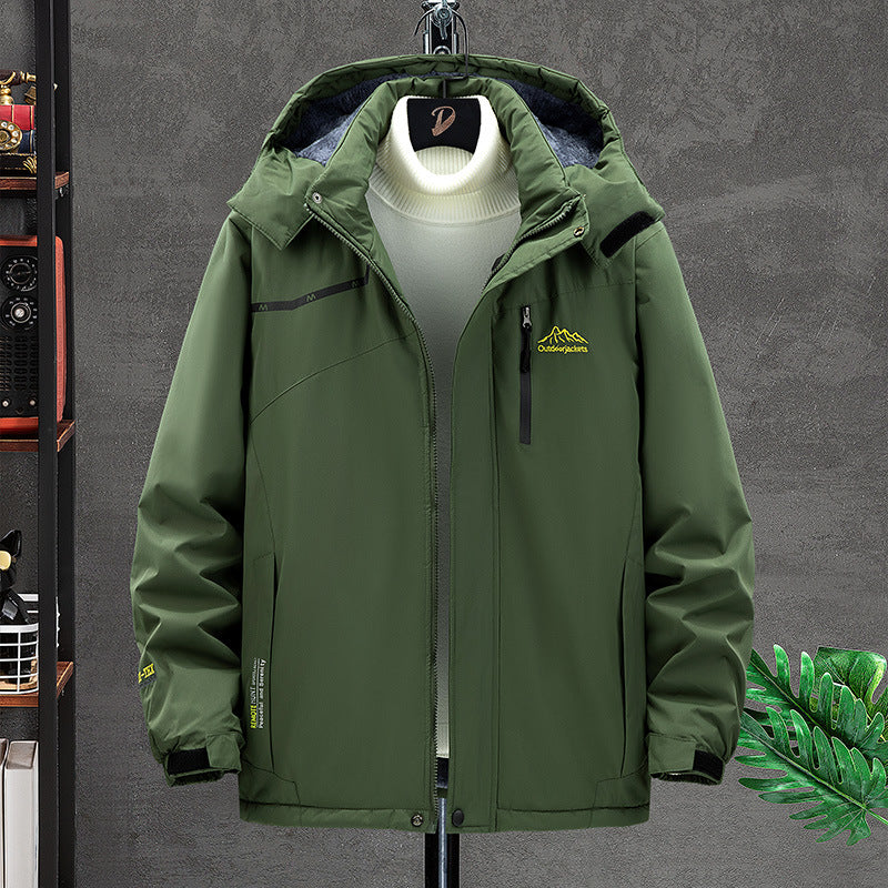 Herren wasserdichter isolierter Outdoorparka mit abnehmbarer Kapuze, Thermofutter und verdeckten Reißverschlusstaschen Drune