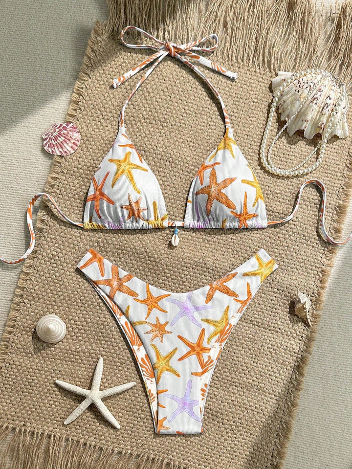 Damen Triangel-Bikini mit maritimem Sternenmuster Drune