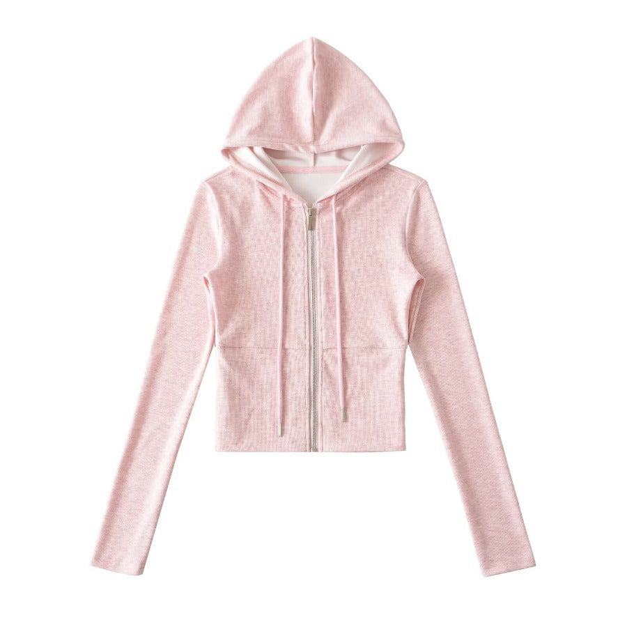 Damen Crop-Hoodie mit praktischem Reißverschluss und sportlichem Design Drune